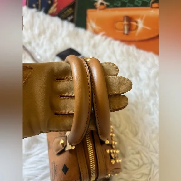 MCM Cognac Visetos Swarovzki mini boston 2 way - Picture 6 of 14